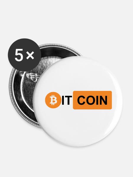 Krypto Bitcoin BTC prn 3 - Buttons klein 25 mm (5er Pack) - Weiß