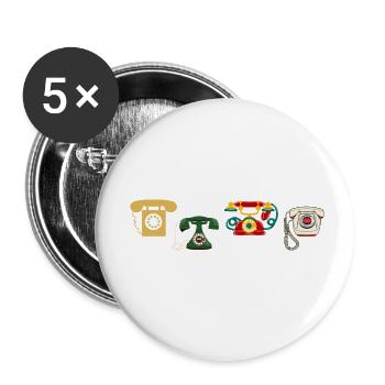 Vintage Retro Phone - Buttons small 1''/25 mm (5-pack) - white - Front