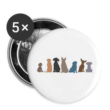 groupe de chiens - Lot de 5 petits badges (25 mm) - blanc - Devant