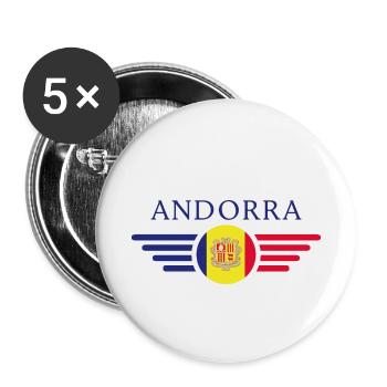 Andorra Stil Design T-Shirt - Buttons klein 25 mm (5er Pack) - Weiß - Vorne