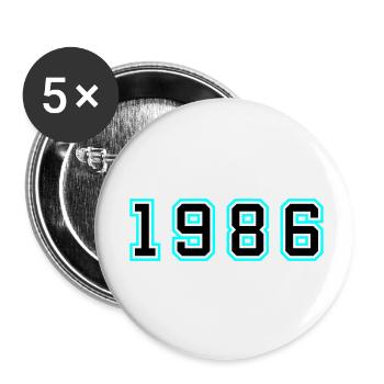 1986 Year Birthday - Buttons small 1''/25 mm (5-pack) - white - Front