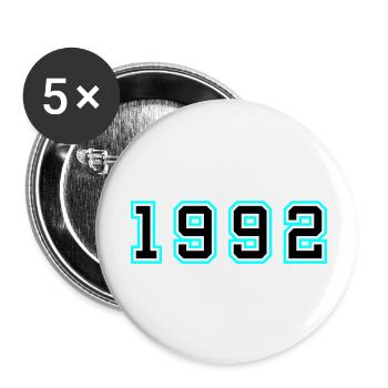 1992 Year Birthday - Buttons small 1''/25 mm (5-pack) - white - Front