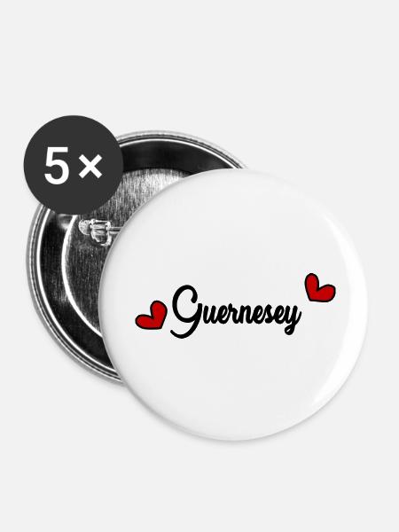 GUERNSEY. INSEL - Buttons klein 25 mm (5er Pack) - Weiß