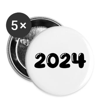 2024 - Buttons klein 25 mm (5er Pack) - Weiß - Vorne
