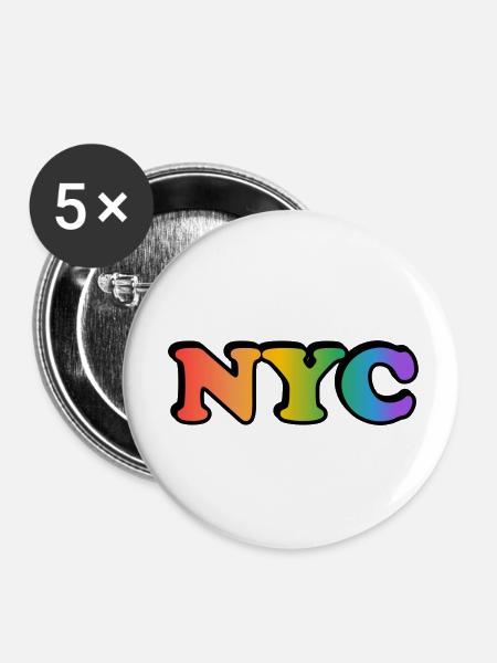 Schwules NYC - Buttons klein 25 mm (5er Pack) - Weiß