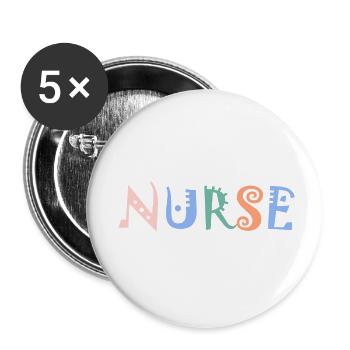 Infirmière - Aide-soignante - Lot de 5 petits badges (25 mm) - blanc - Devant