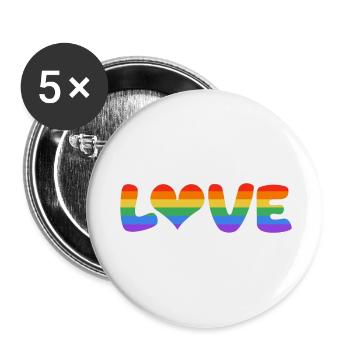 Rainbow Love Lettering - Buttons small 1''/25 mm (5-pack) - white - Front