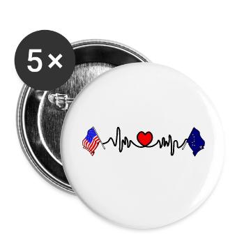 Cardio heart with USA and Alaska - Buttons small 1''/25 mm (5-pack) - white - Front