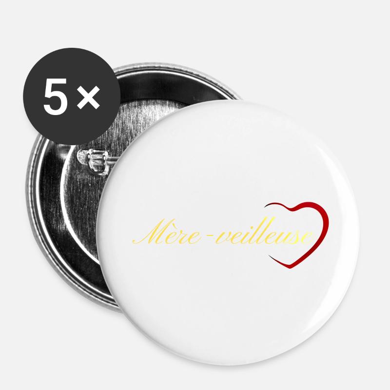 Mère veilleuse - Lot de 5 petits badges (25 mm) - blanc