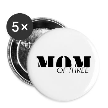 MAMAN - MOM of three childs - Lot de 5 petits badges (25 mm) - blanc - Devant