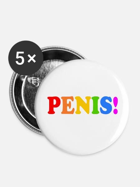 Penis - Buttons klein 25 mm (5er Pack) - Weiß
