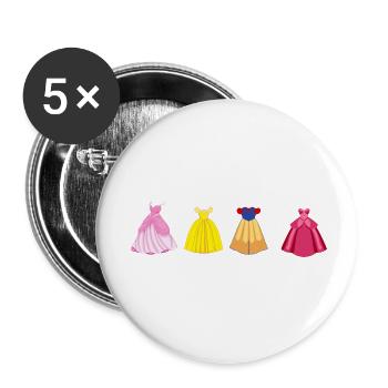 Prinzessinnen-Kleider - Buttons klein 25 mm (5er Pack) - Weiß - Vorne