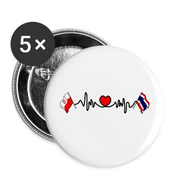 Cardio Heart Flagge Polen, Thailand - Buttons klein 25 mm (5er Pack) - Weiß - Vorne