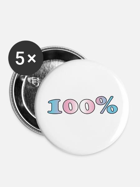 100 Prozent trans - Buttons klein 25 mm (5er Pack) - Weiß
