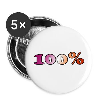 100 Prozent lesbisch - Buttons klein 25 mm (5er Pack) - Weiß - Vorne
