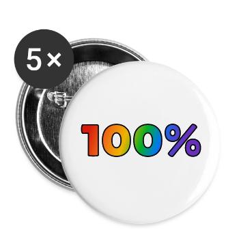 100 Prozent schwul - Buttons klein 25 mm (5er Pack) - Weiß - Vorne