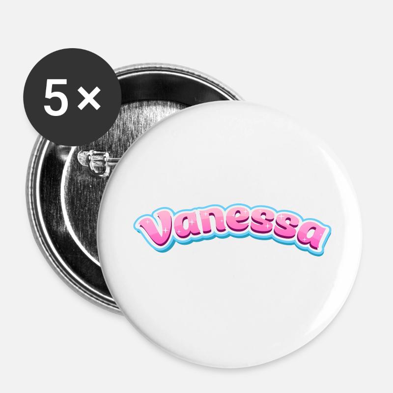 Vanessa Geschenk - Buttons klein 25 mm (5er Pack) - Weiß