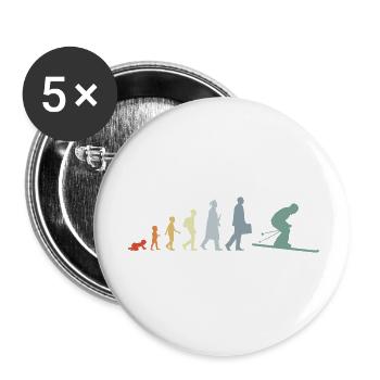 Evolution of skiing - Buttons small 1''/25 mm (5-pack) - white - Front