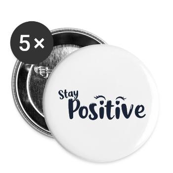 RESTEZ POSITIF - Lot de 5 petits badges (25 mm) - blanc - Devant