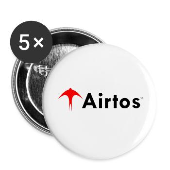 LOGO airtos rouge + texte noir - Lot de 5 petits badges (25 mm) - blanc - Devant