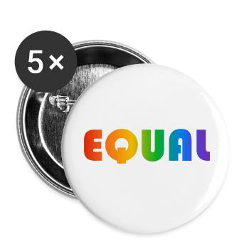 GLEICHER REGENBOGENTEXT - Buttons klein 25 mm (5er Pack) - Weiß - Vorne