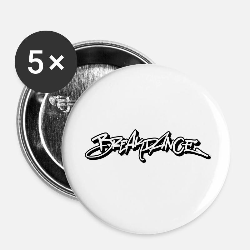 Breakdance - Buttons klein 25 mm (5er Pack) - Weiß