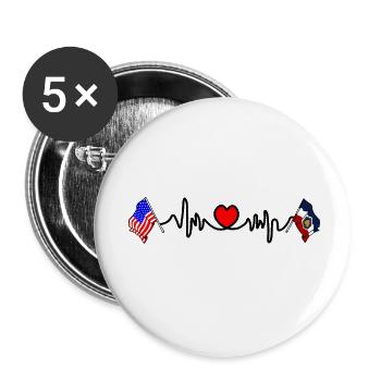 Cardio cardiaque avec drapeau des États-Unis et drapeau de l’Utah - Lot de 5 petits badges (25 mm) - blanc - Devant