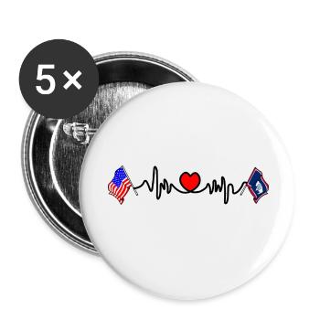 Cardio cardiaque avec drapeau des États-Unis et du Wyoming - Lot de 5 petits badges (25 mm) - blanc - Devant
