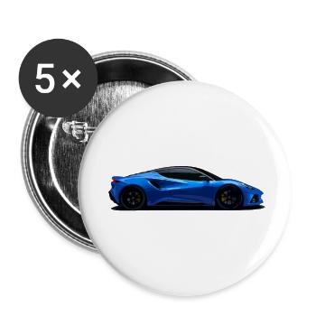 Blauer Sportwagen - Buttons klein 25 mm (5er Pack) - Weiß - Vorne