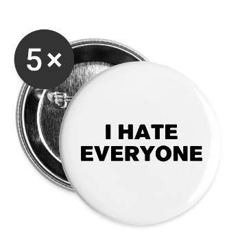 Je déteste tout le monde. - Lot de 5 petits badges (25 mm) - blanc - Devant