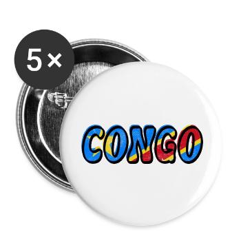 Congo – Couleurs du drapeau du Congo libre - Lot de 5 petits badges (25 mm) - blanc - Devant