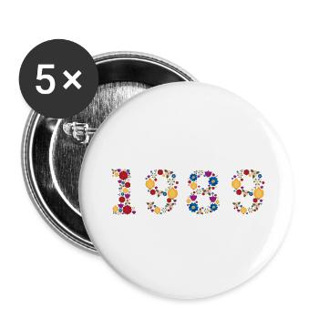 Flowers 1989 - Buttons small 1''/25 mm (5-pack) - white - Front