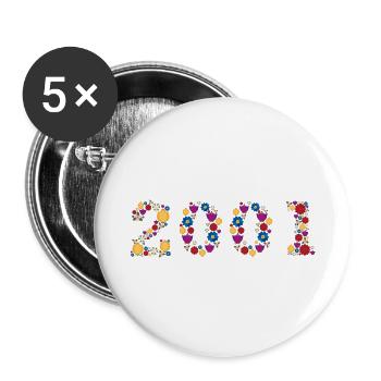Flowers 2001 - Buttons small 1''/25 mm (5-pack) - white - Front