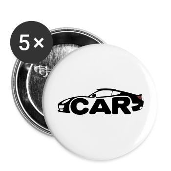 Voiture de sport - Logo de voiture cool - Lot de 5 petits badges (25 mm) - blanc - Devant