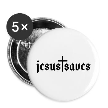 Jésus sauve - Lot de 5 petits badges (25 mm) - blanc - Devant