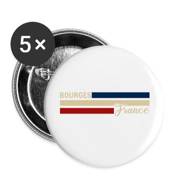 France - Bourges - France - Flag - Stripes - Buttons small 1''/25 mm (5-pack) - white - Front