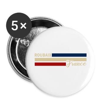 France - Roubaix - France - Flag - Stripes - Buttons small 1''/25 mm (5-pack) - white - Front