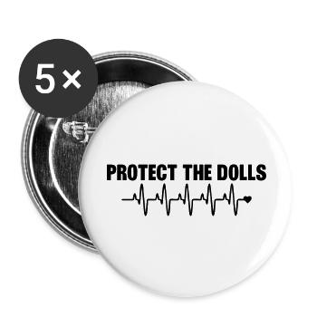 Protect_the_Dolls_herzschlag - Buttons klein 25 mm (5er Pack) - Weiß - Vorne