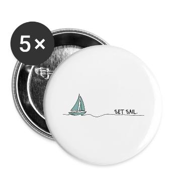Sailboat silhouette in nautical look - Buttons small 1''/25 mm (5-pack) - white - Front