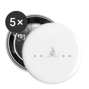 Zen Buddha Silhouette auf Schwarz - Buttons klein 25 mm (5er Pack) - Weiß - Vorne
