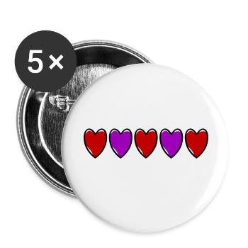 Heart Line Love - Buttons small 1''/25 mm (5-pack) - white - Front