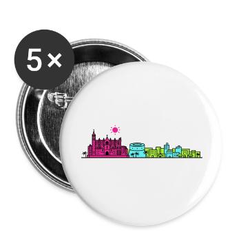 Skyline Kathedrale von Palma de Mallorca – Linienkunst - Buttons klein 25 mm (5er Pack) - Weiß - Vorne