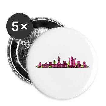 Style de clocher de la ville de Lille City Modern Line Art - Lot de 5 petits badges (25 mm) - blanc - Devant