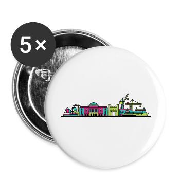 Milton Keynes City Skyline Xscape Moderne Linienzeichnung - Buttons klein 25 mm (5er Pack) - Weiß - Vorne