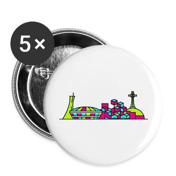 Skyline de Montréal Mont Royal Art moderne - Lot de 5 petits badges (25 mm) - blanc - Devant