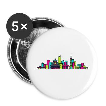 Nagoya City Skyline Castle TV-Turm-Kunst - Buttons klein 25 mm (5er Pack) - Weiß - Vorne