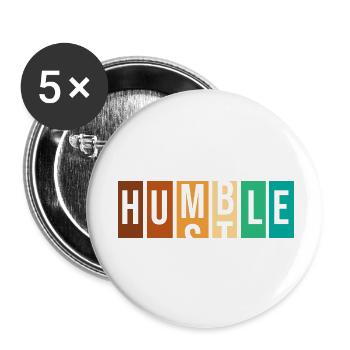 Bourreau de travail humble - Lot de 5 petits badges (25 mm) - blanc - Devant