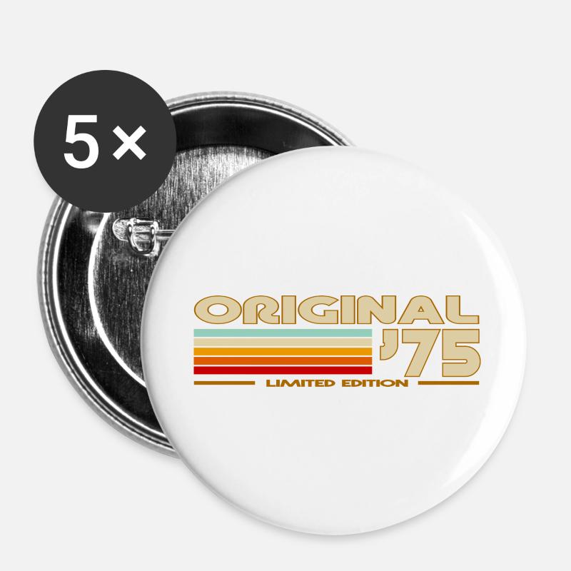 1975 - Buttons small 1''/25 mm (5-pack) - white