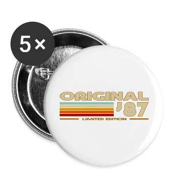 1987 - Lot de 5 petits badges (25 mm) - blanc - Devant