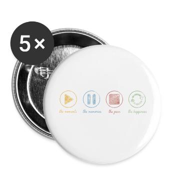 Pleine conscience, moments, souvenirs, bonheur - Lot de 5 petits badges (25 mm) - blanc - Devant